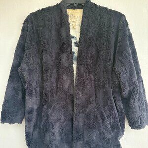 Tiny Editions Faux Fur Open-Front Jacket – Navy